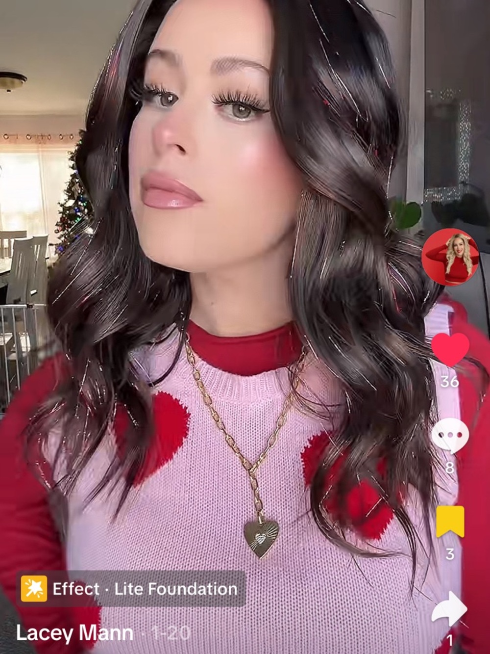 Chelsey Smith Crown Love Note wig- dark brunette with pink and red tinsel